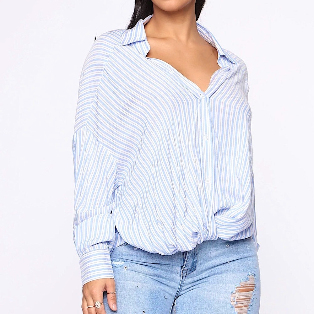 Fashion Nova Stripe Top Blue/combo